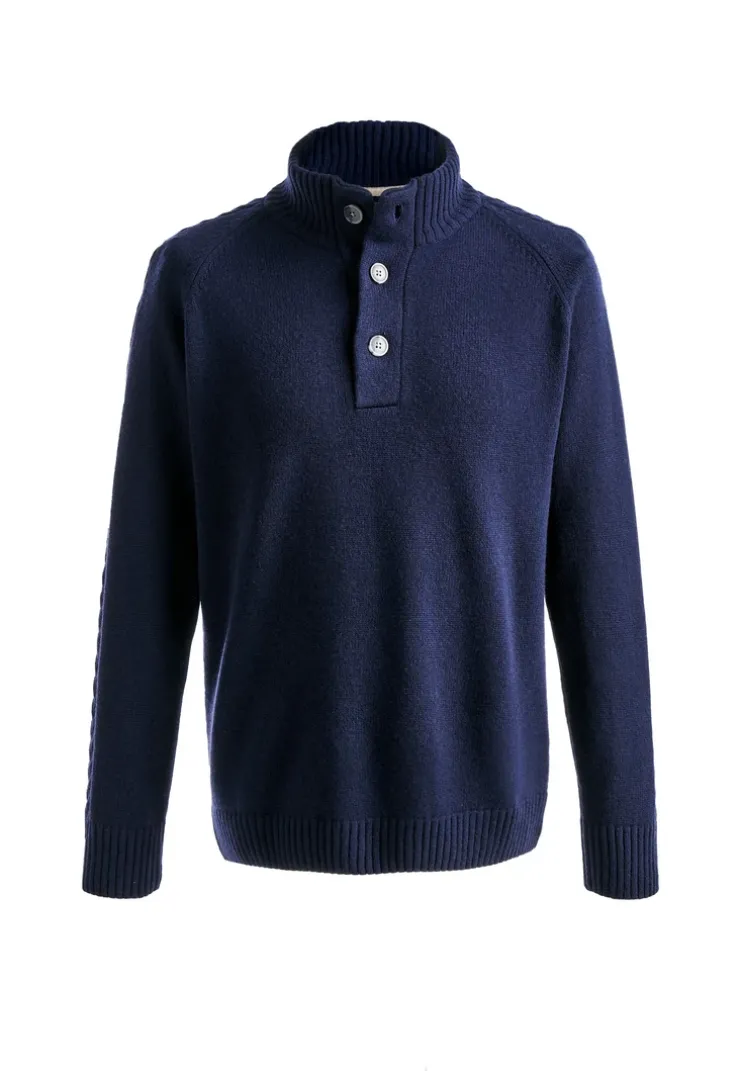 Mock neck with buttons
